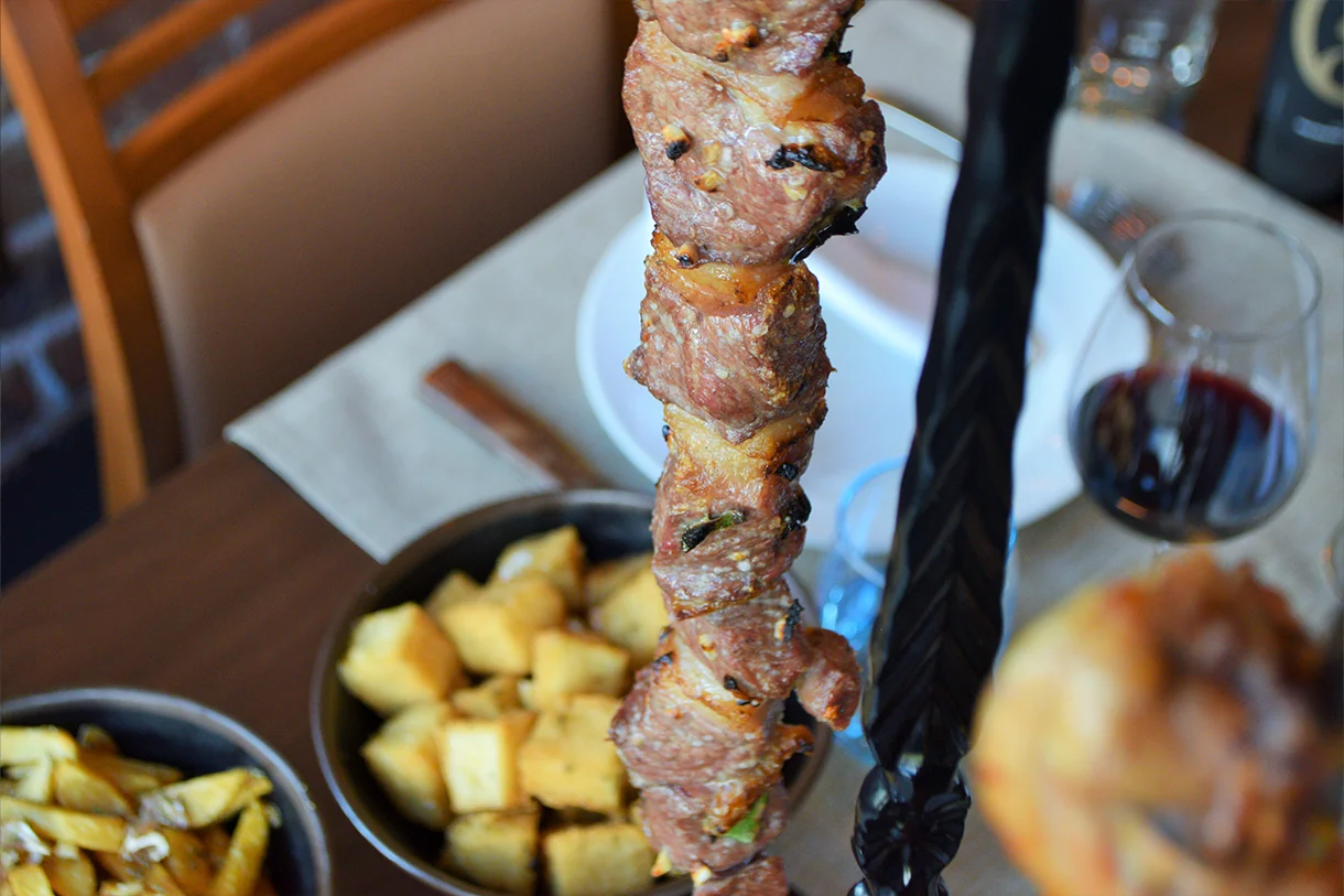 Meat on the skewer regional style dish